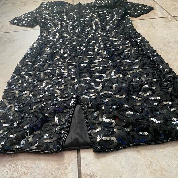 Stenay Silk Vintage Sequin Black Short Dress size 10 - Picture 13 of 15
